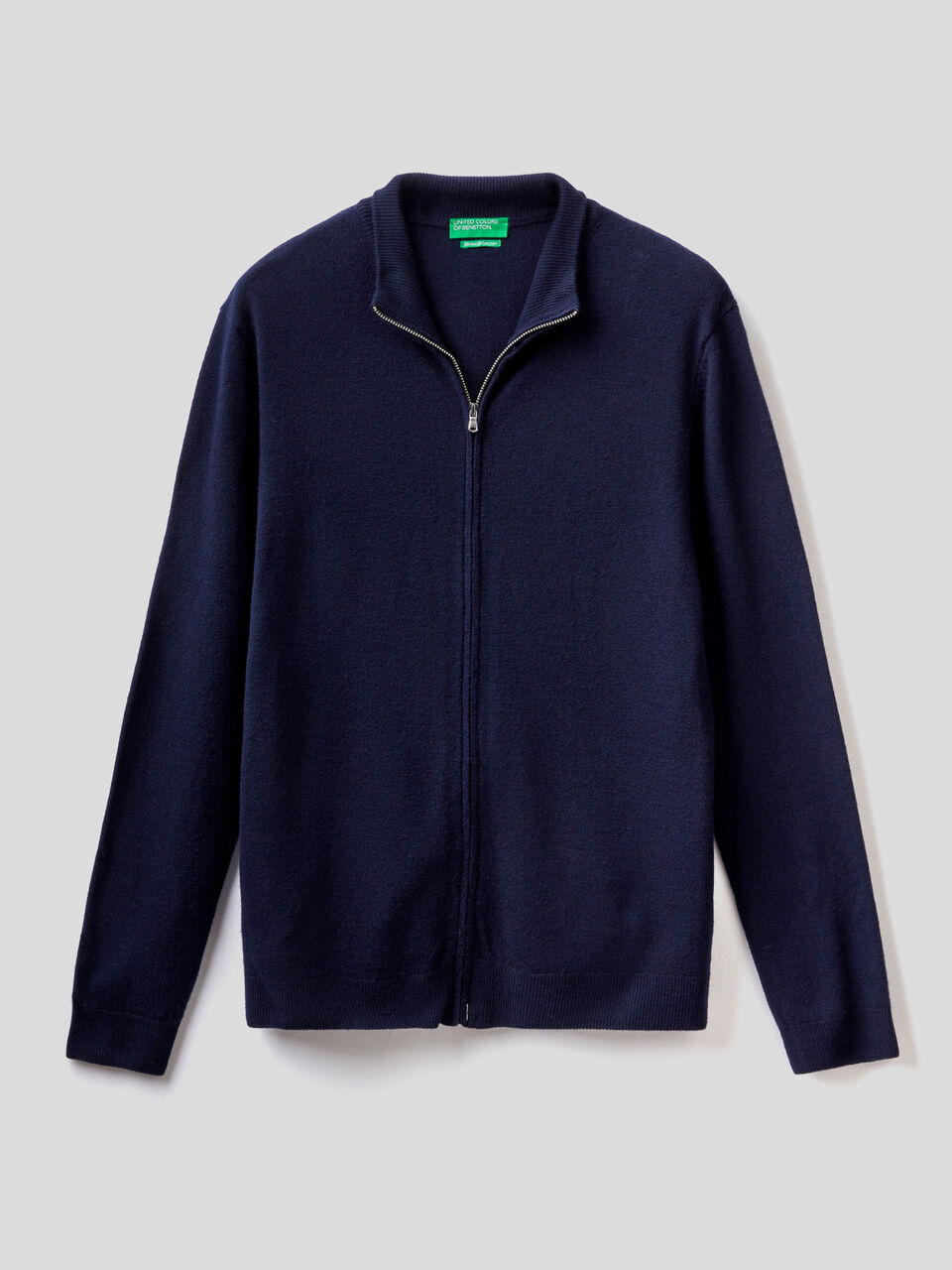 Zip-up cardigan in 100% virgin wool image number 1