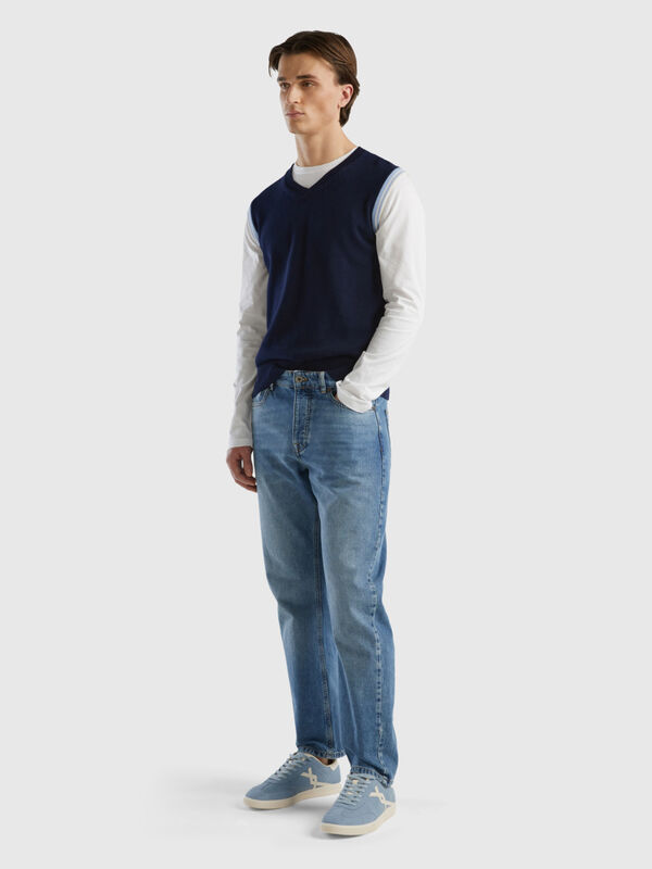 Regular fit vest in 100% cotton Men