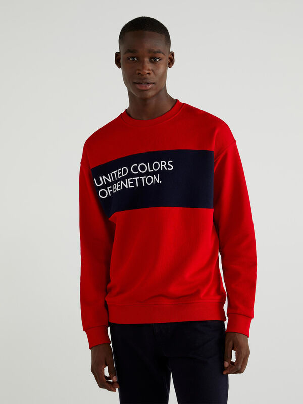 Sweatshirt in cotton with clashing band Men