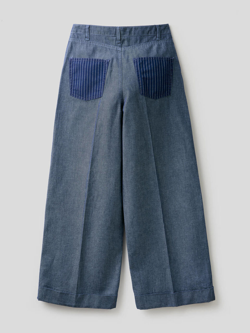 Trousers with cuff in lightweight denim image number 2