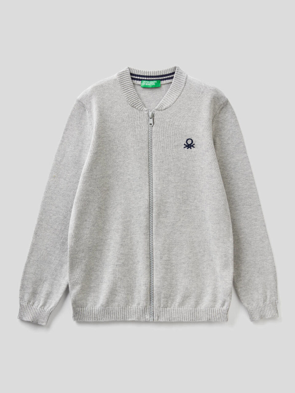 Zip-up cardigan in pure cotton image number 1