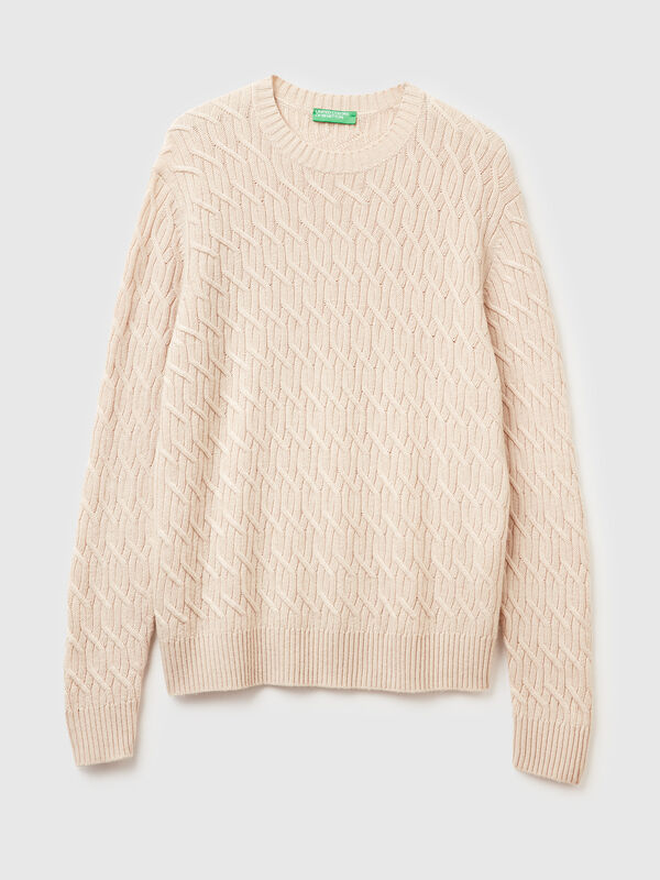 Cable knit sweater in cashmere blend Men