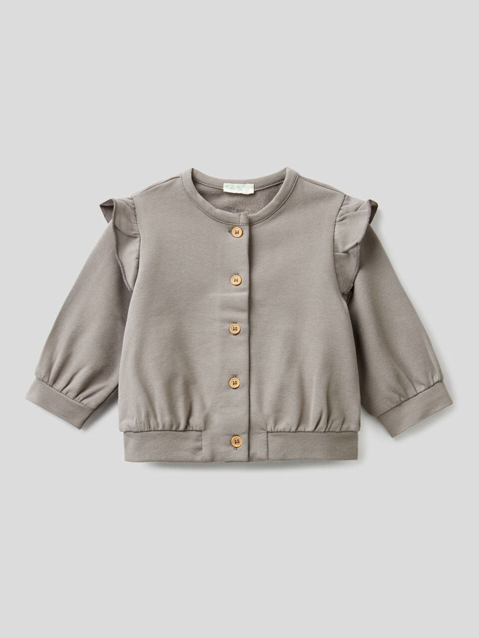 Sweat cardigan with ruffles image number 1