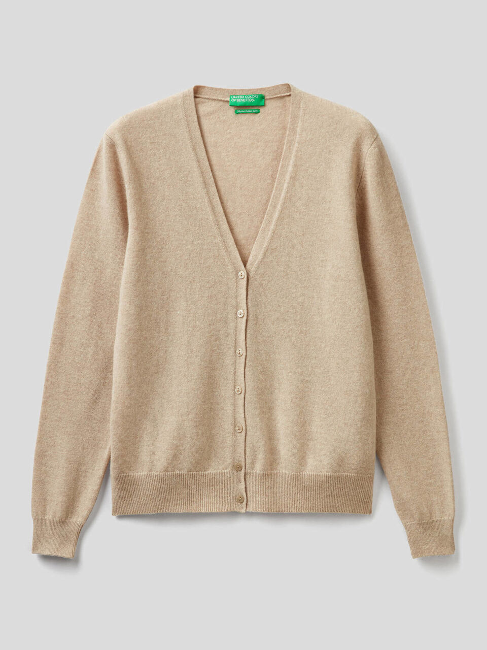 V-neck cardigan in pure virgin wool image number 1