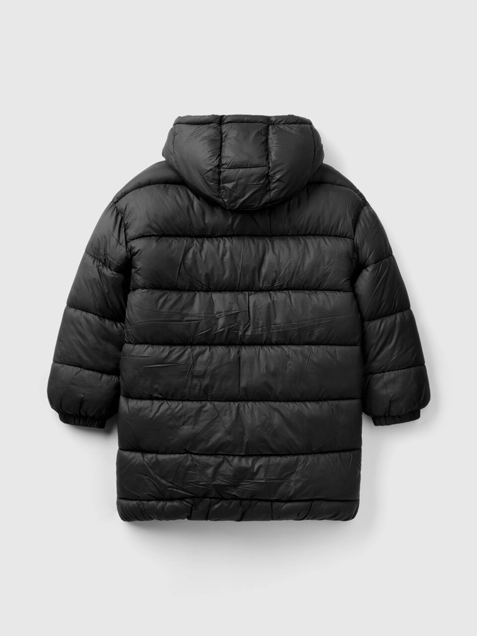 Long padded jacket with recycled wadding - Black | Benetton