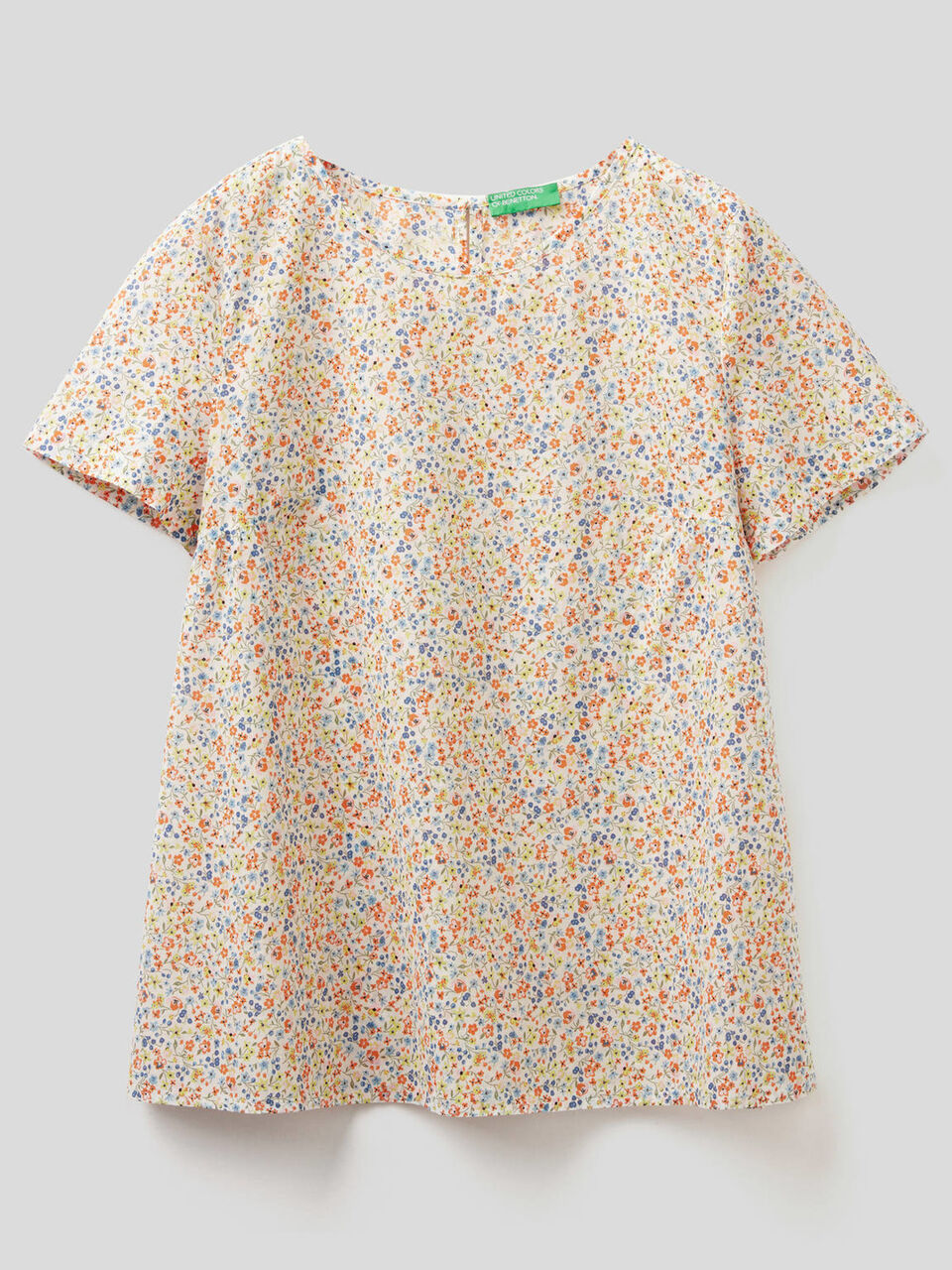 Patterned blouse in pure cotton image number 1