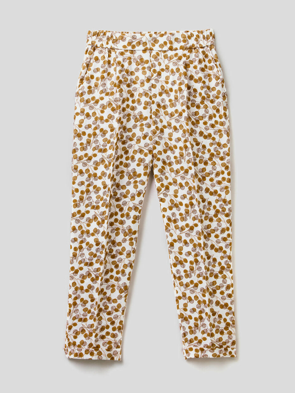 Trousers in 100% linen with pattern print image number 1