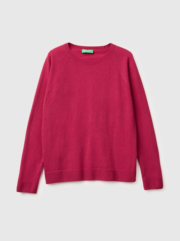 Red crew neck sweater in cashmere and wool blend Women