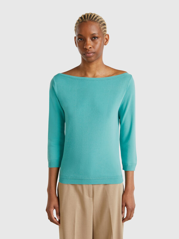 100% cotton boat neck sweater Women