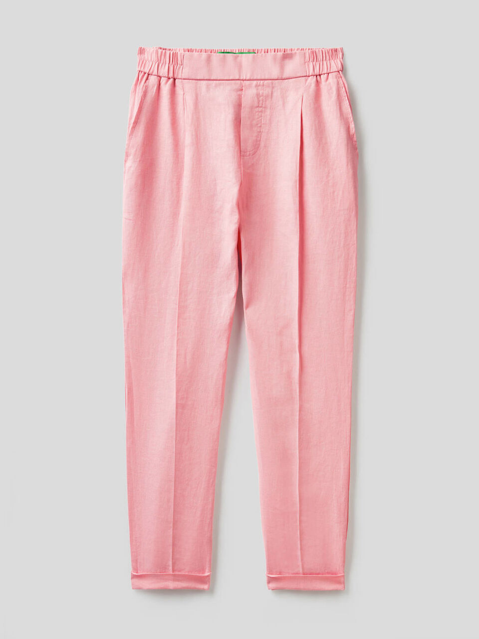 Cropped trousers in 100% linen image number 1