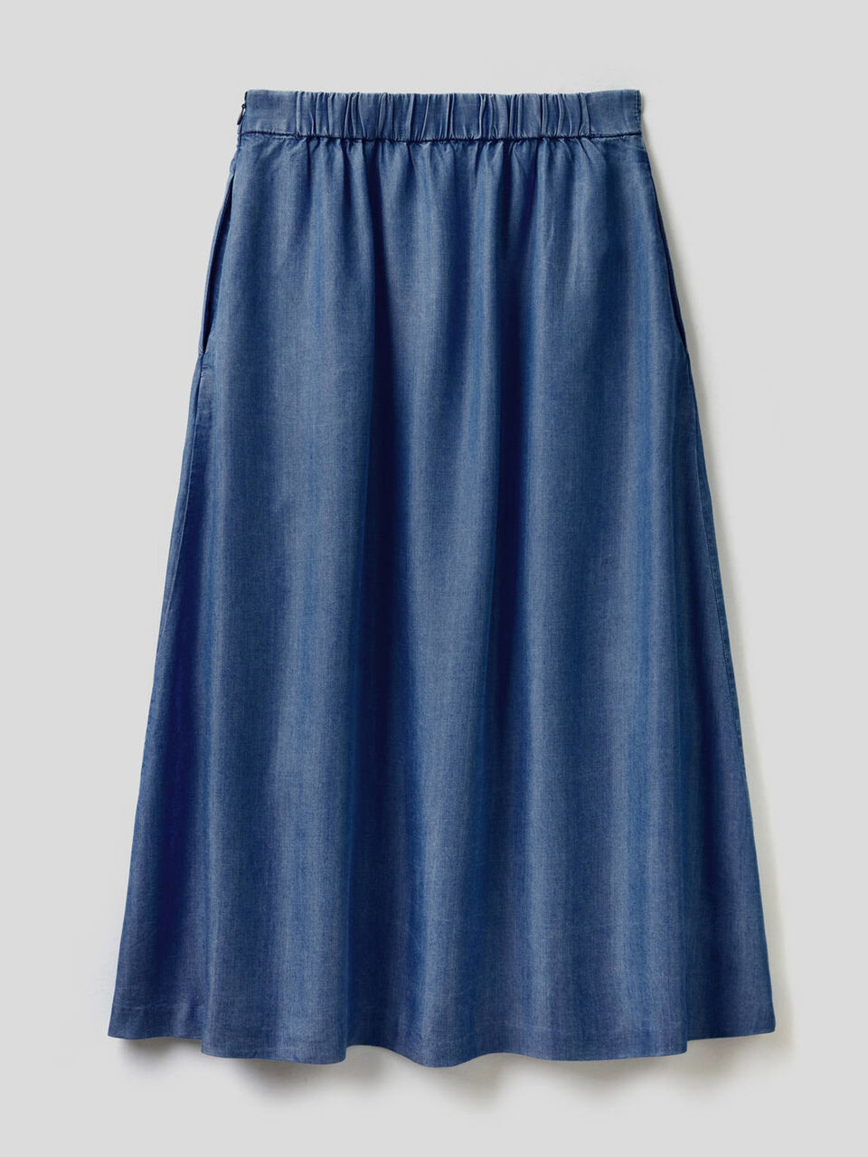 Wide denim look skirt. image number 2