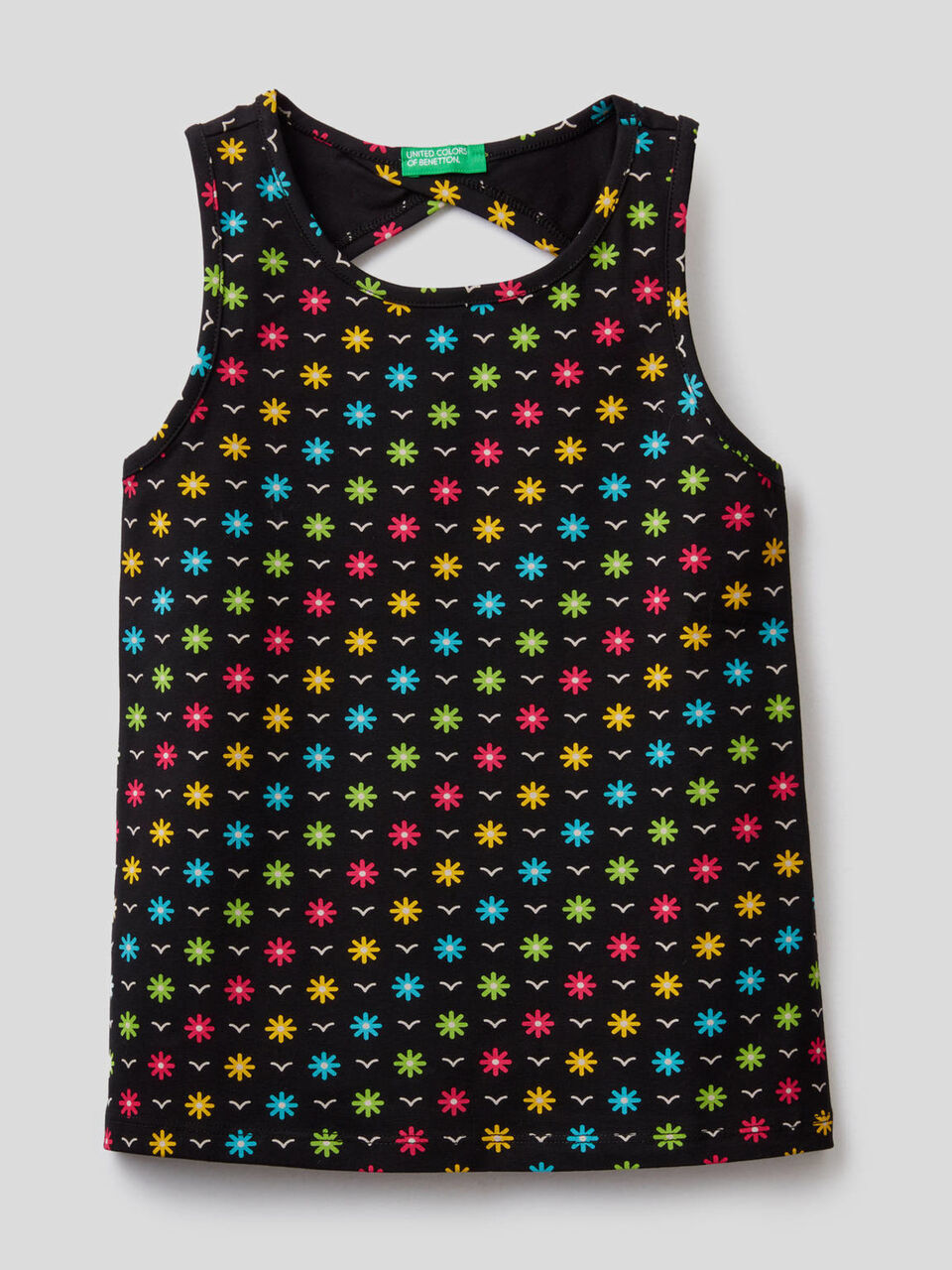 Printed tank top in stretch cotton image number 1