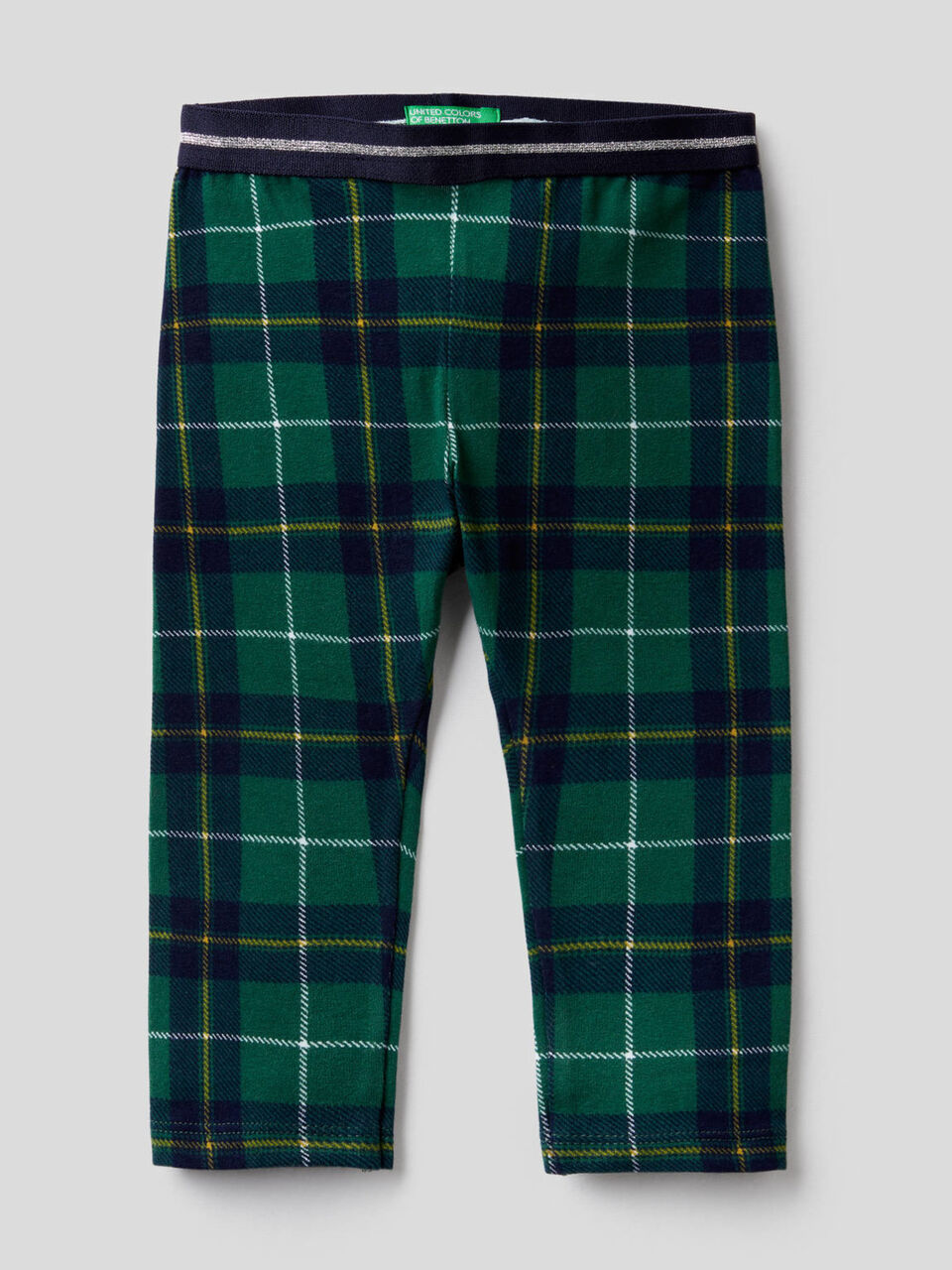 Check leggings in stretch cotton image number 1