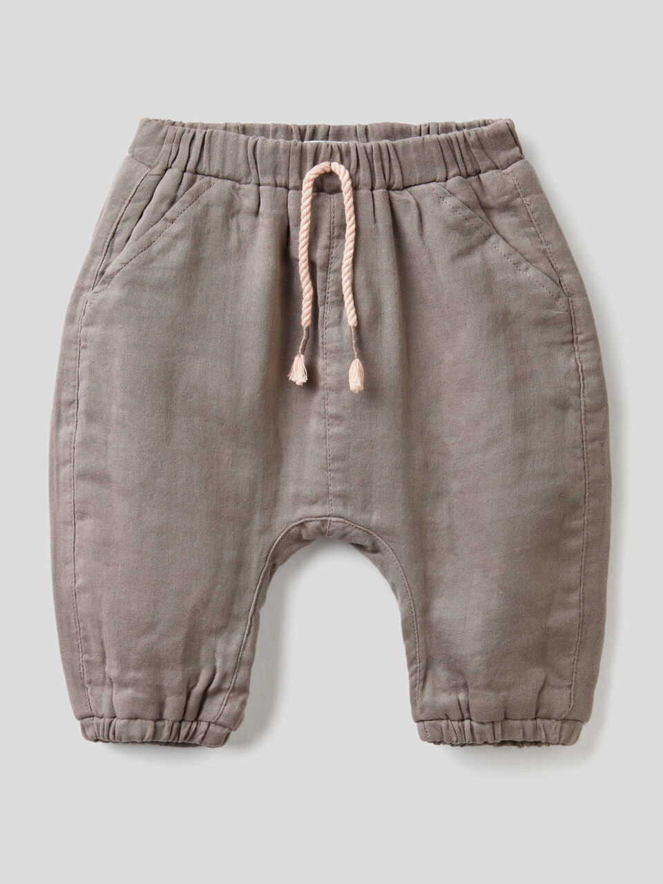 100% cotton solid color trousers image number 1