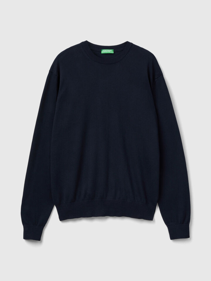 Cotton and wool crew neck sweater image number 1