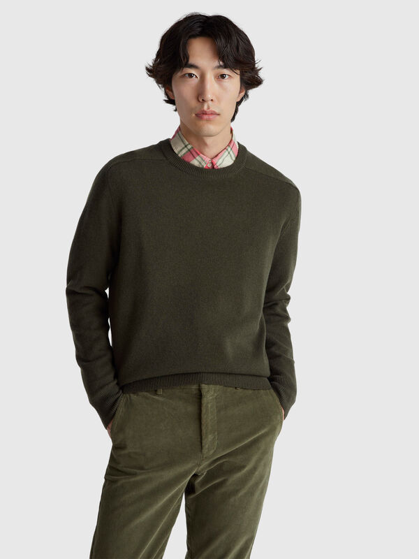 Crew neck sweater in pure Merino wool Men