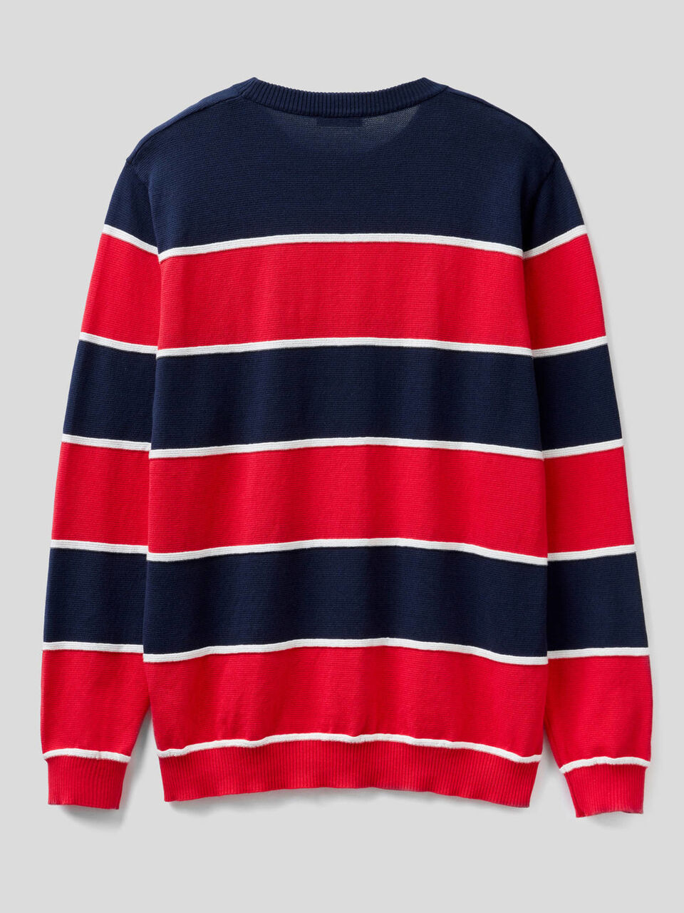 Striped sweater in warm 100% cotton image number 2
