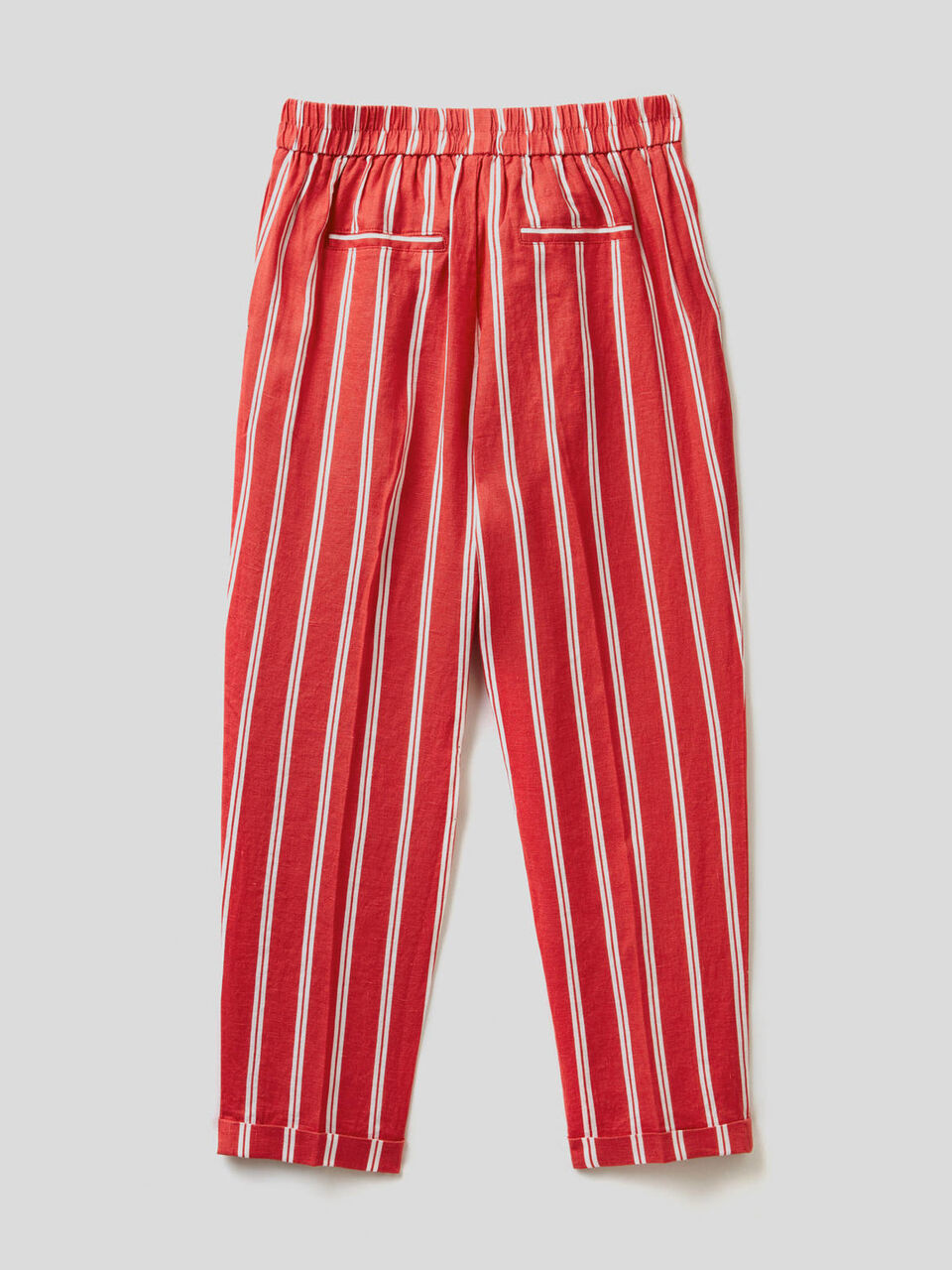Trousers in 100% linen with pattern print image number 2