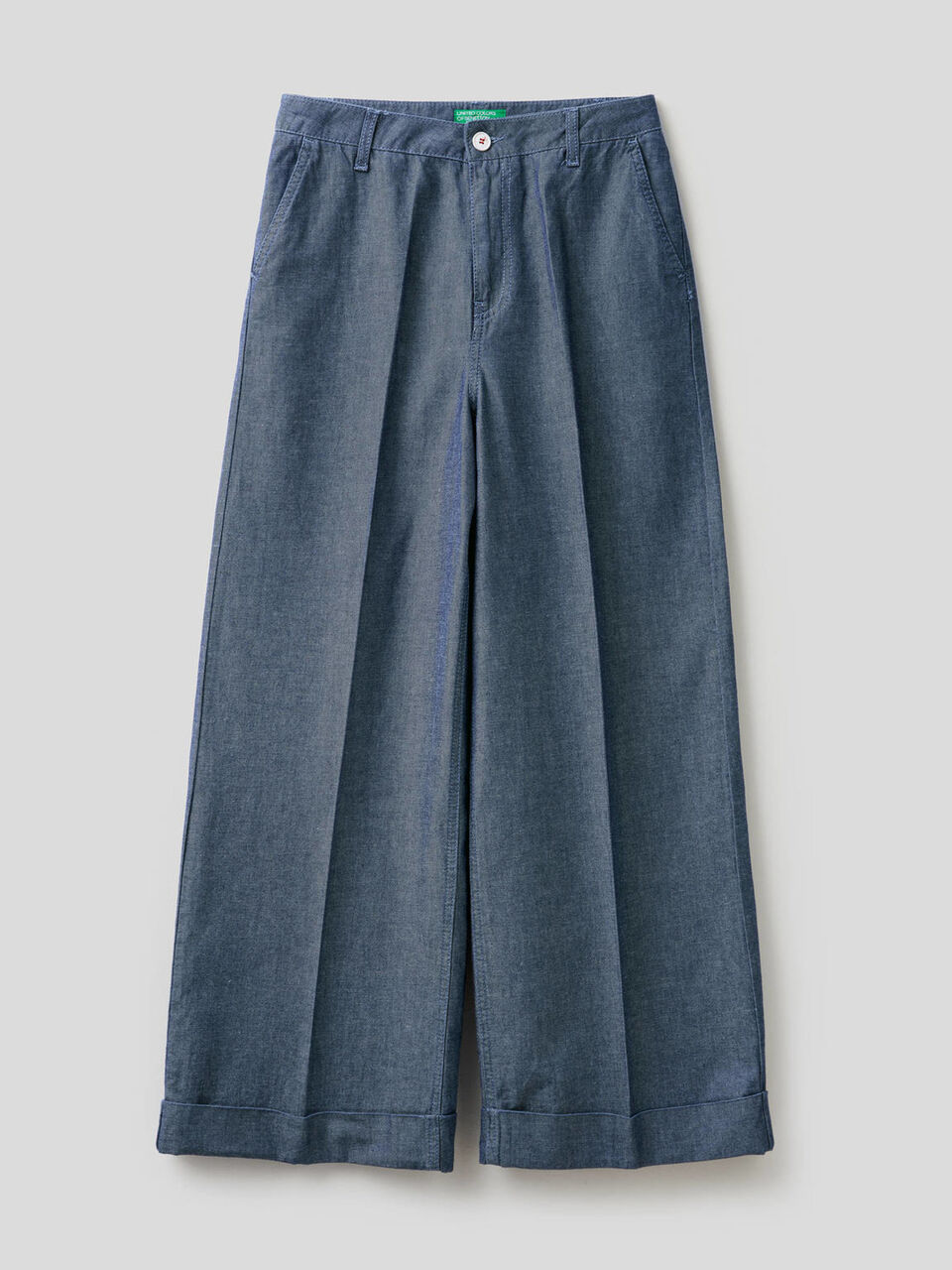 Trousers with cuff in lightweight denim image number 1