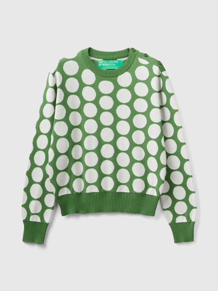 Polka dot sweater in tricot cotton image number 1