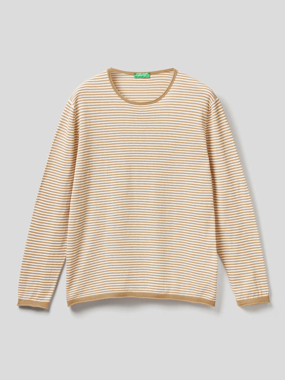 Crew neck sweater with thin stripes image number 1