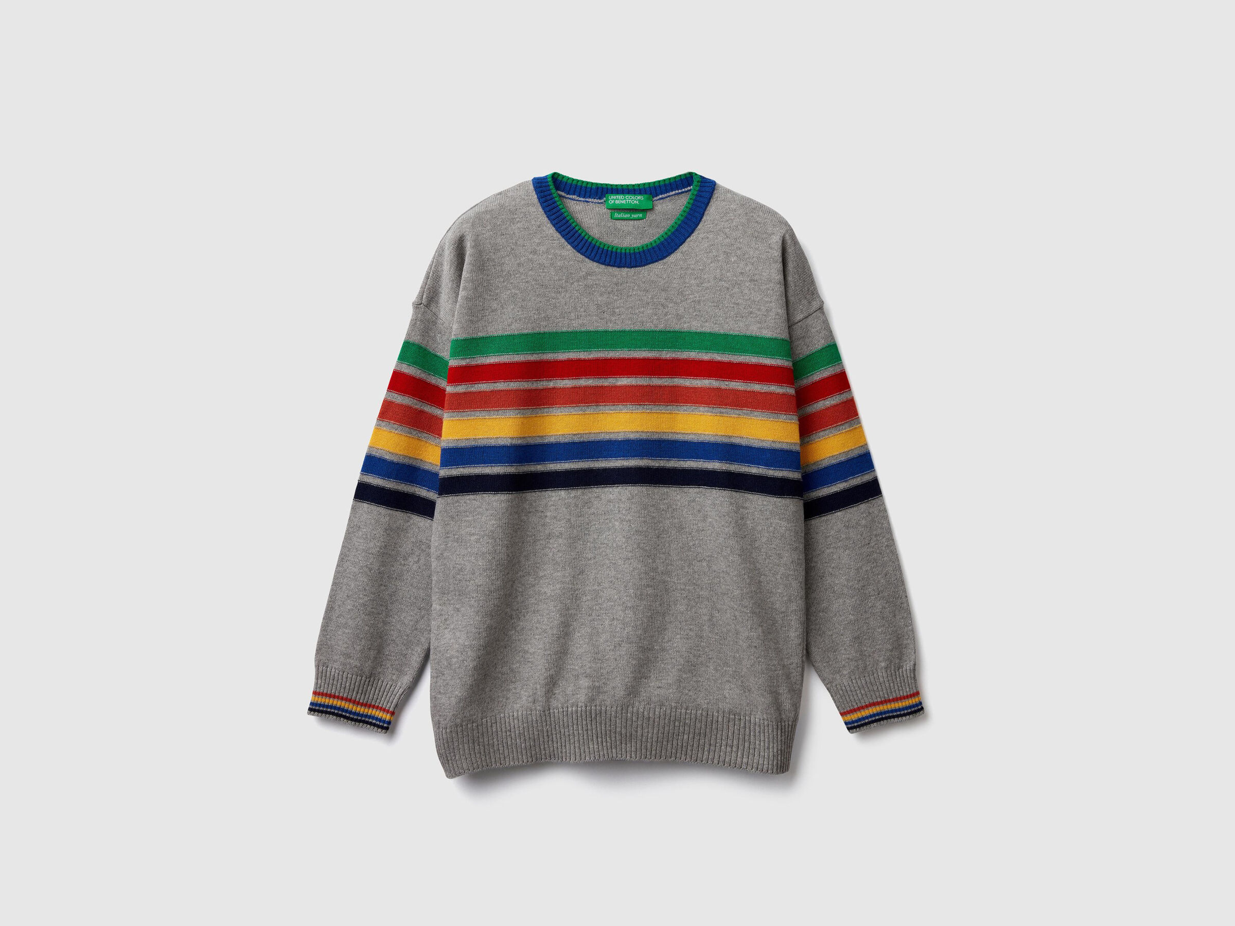 Striped crew neck sweater image number null