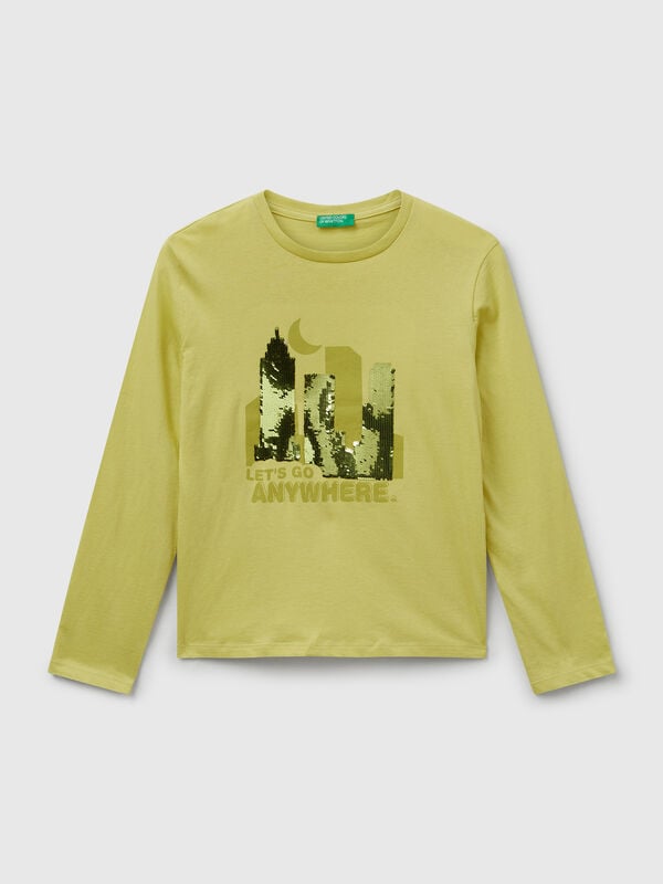 Cotton t-shirt with sequins Junior Girl