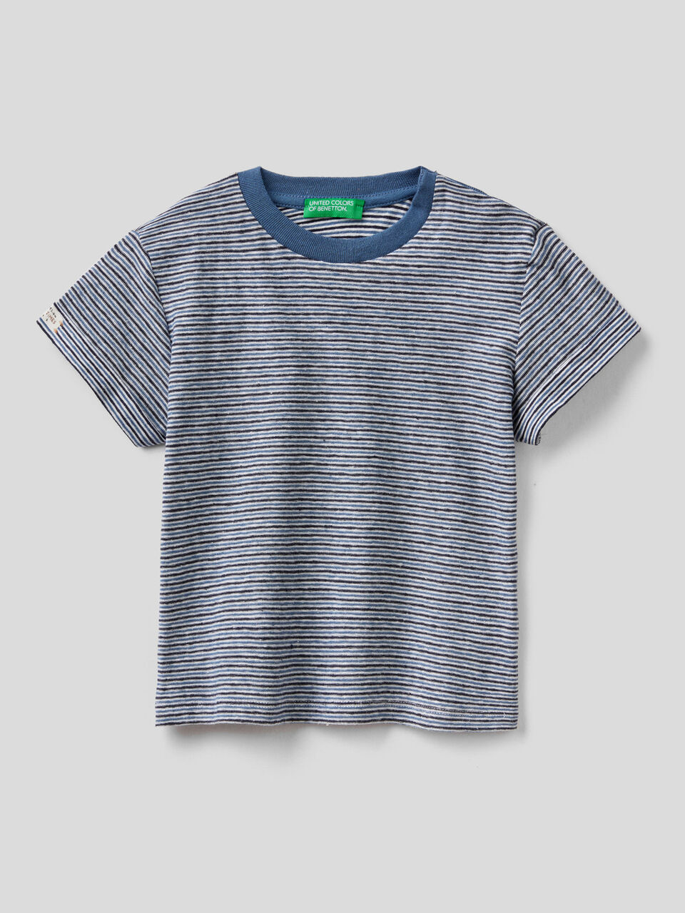 Striped t-shirt in linen blend image number 1