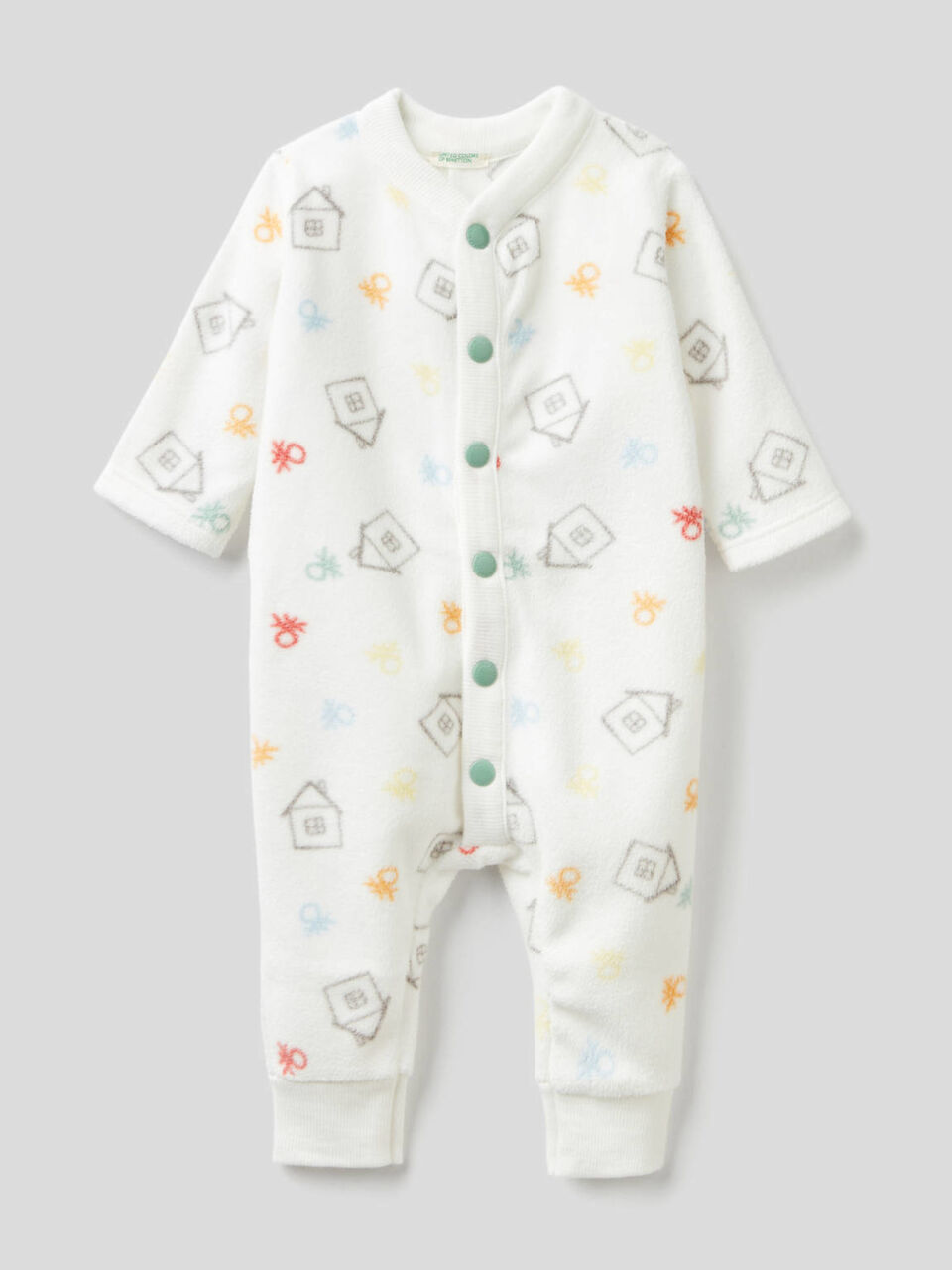 Patterned onesie in soft fleece image number 1