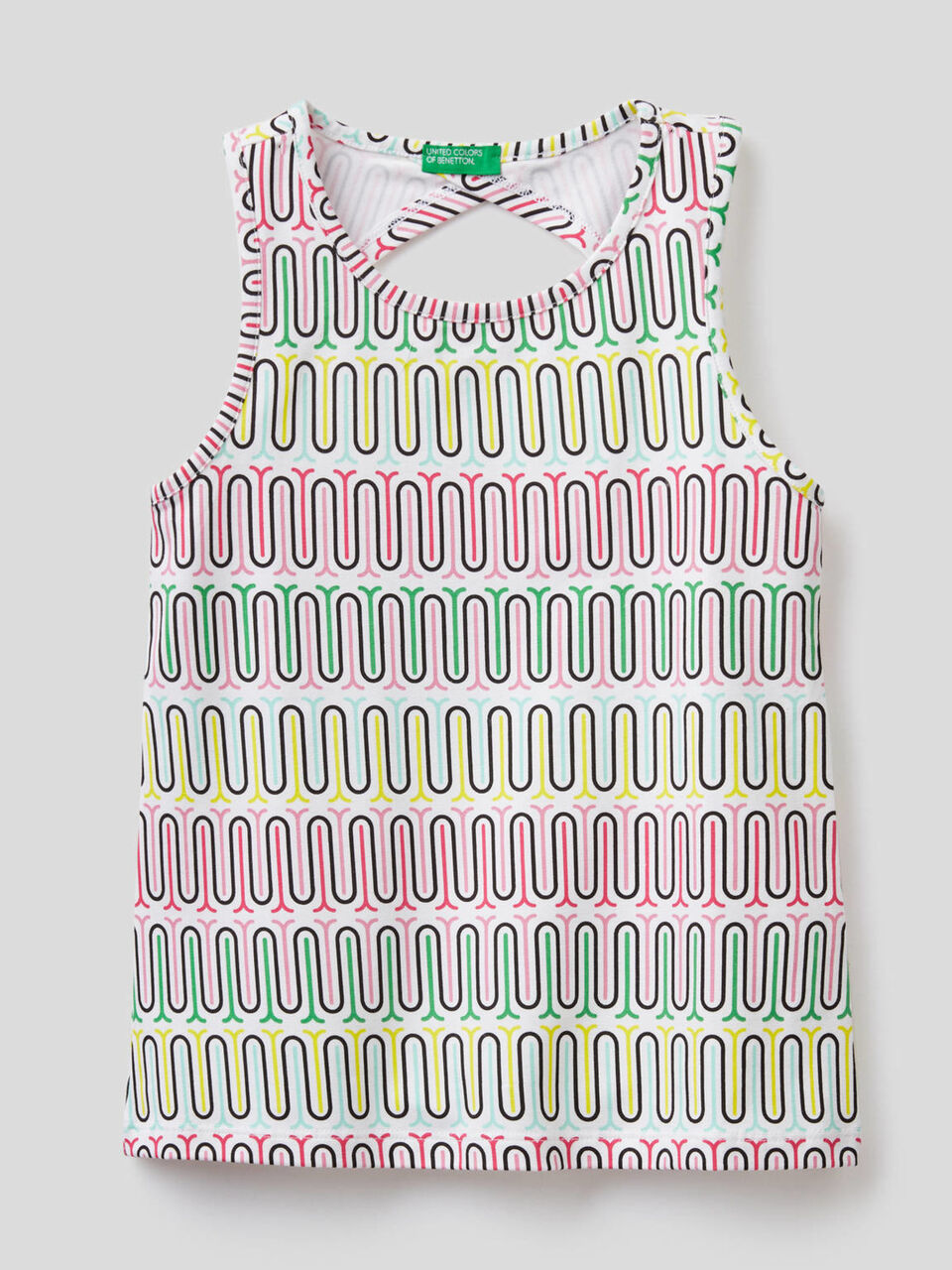 Printed tank top in stretch cotton image number 1