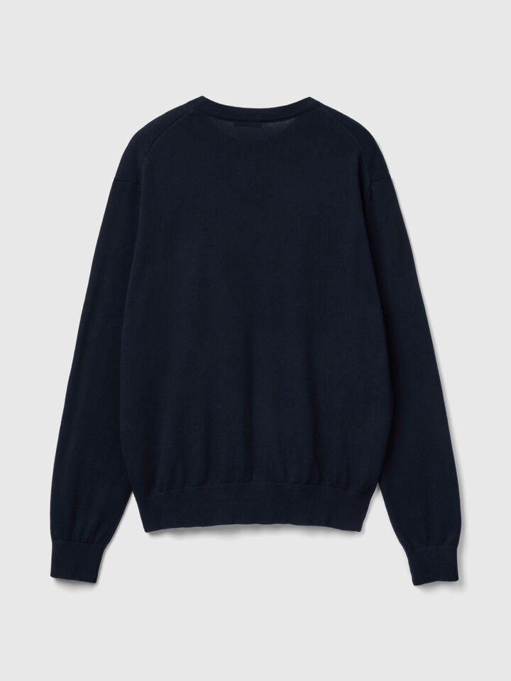 Cotton and wool crew neck sweater image number 2