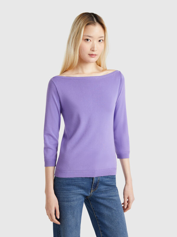100% cotton boat neck sweater Women