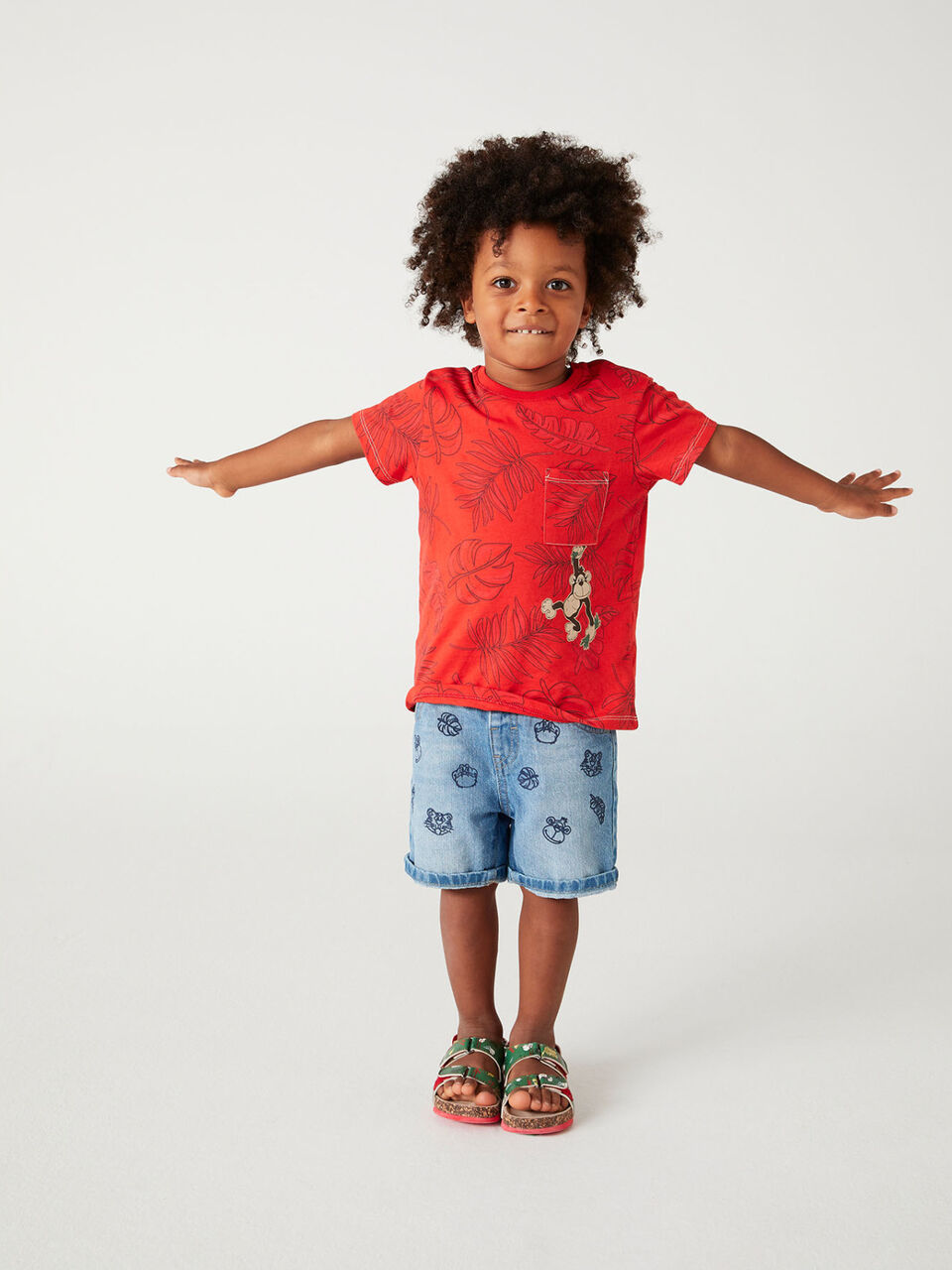 Denim bermudas with prints image number 1