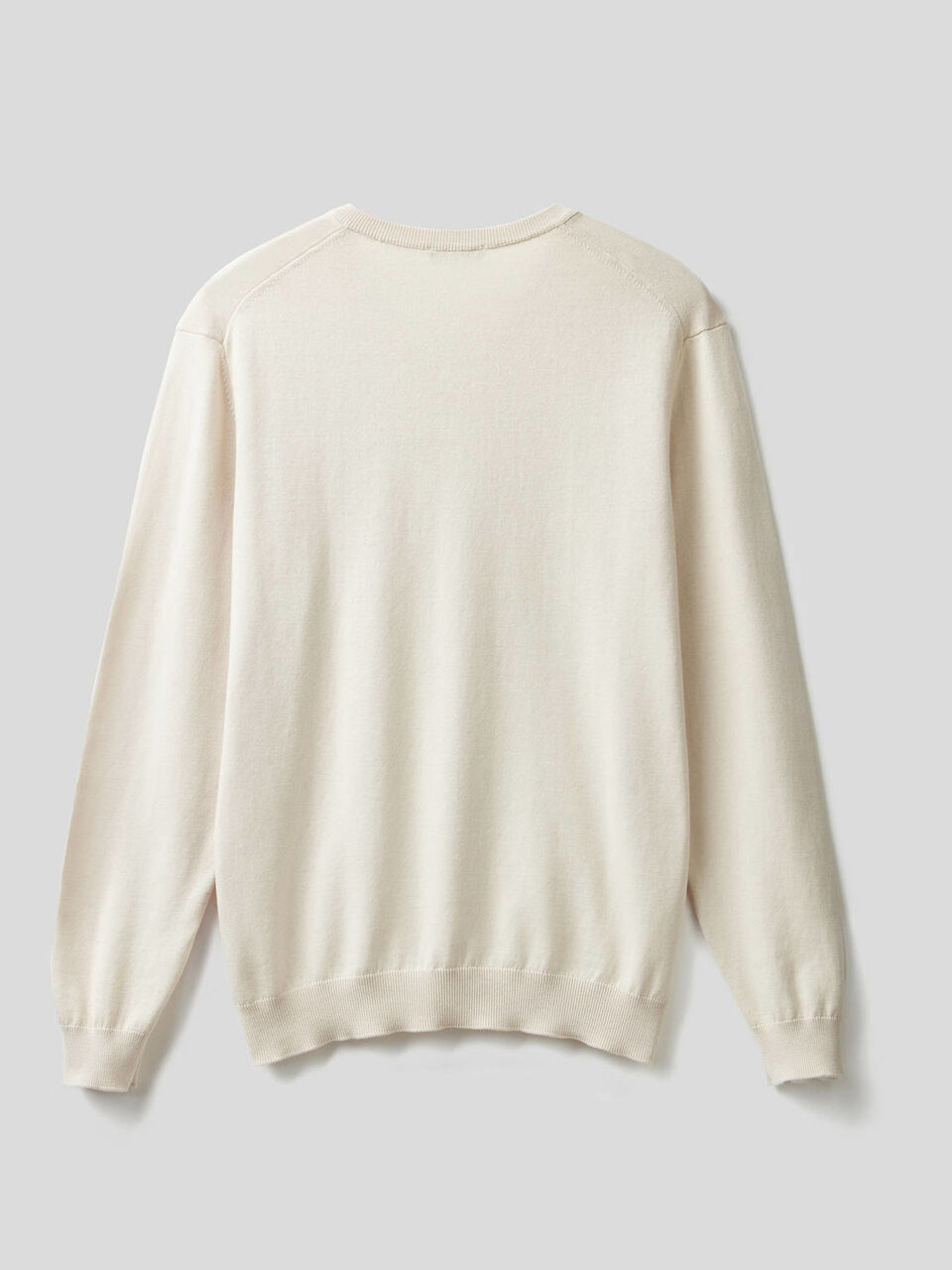Pure cotton sweater with V-neck image number 2