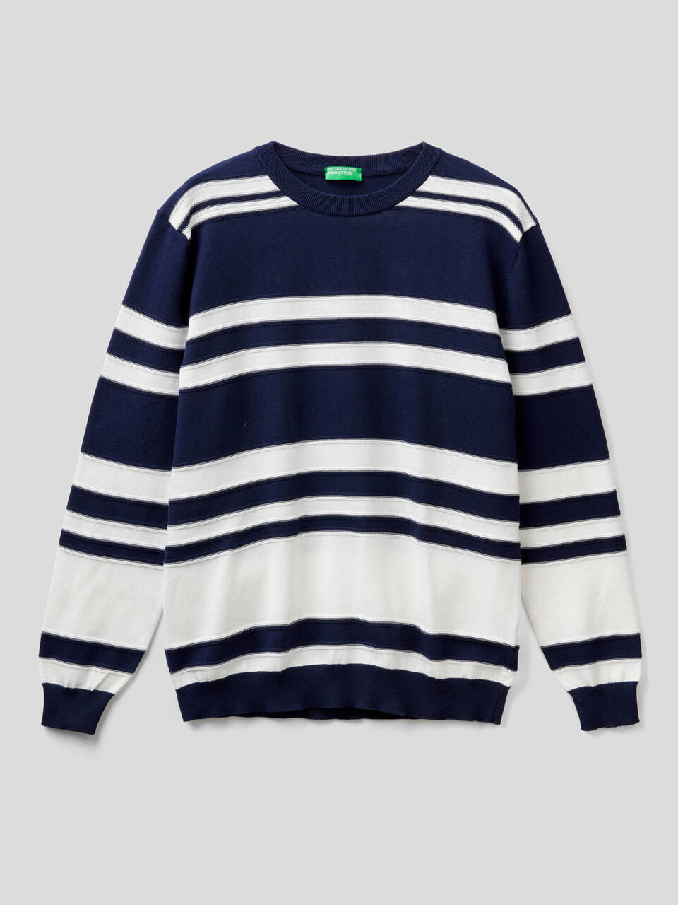 Striped sweater in pure cotton image number 1