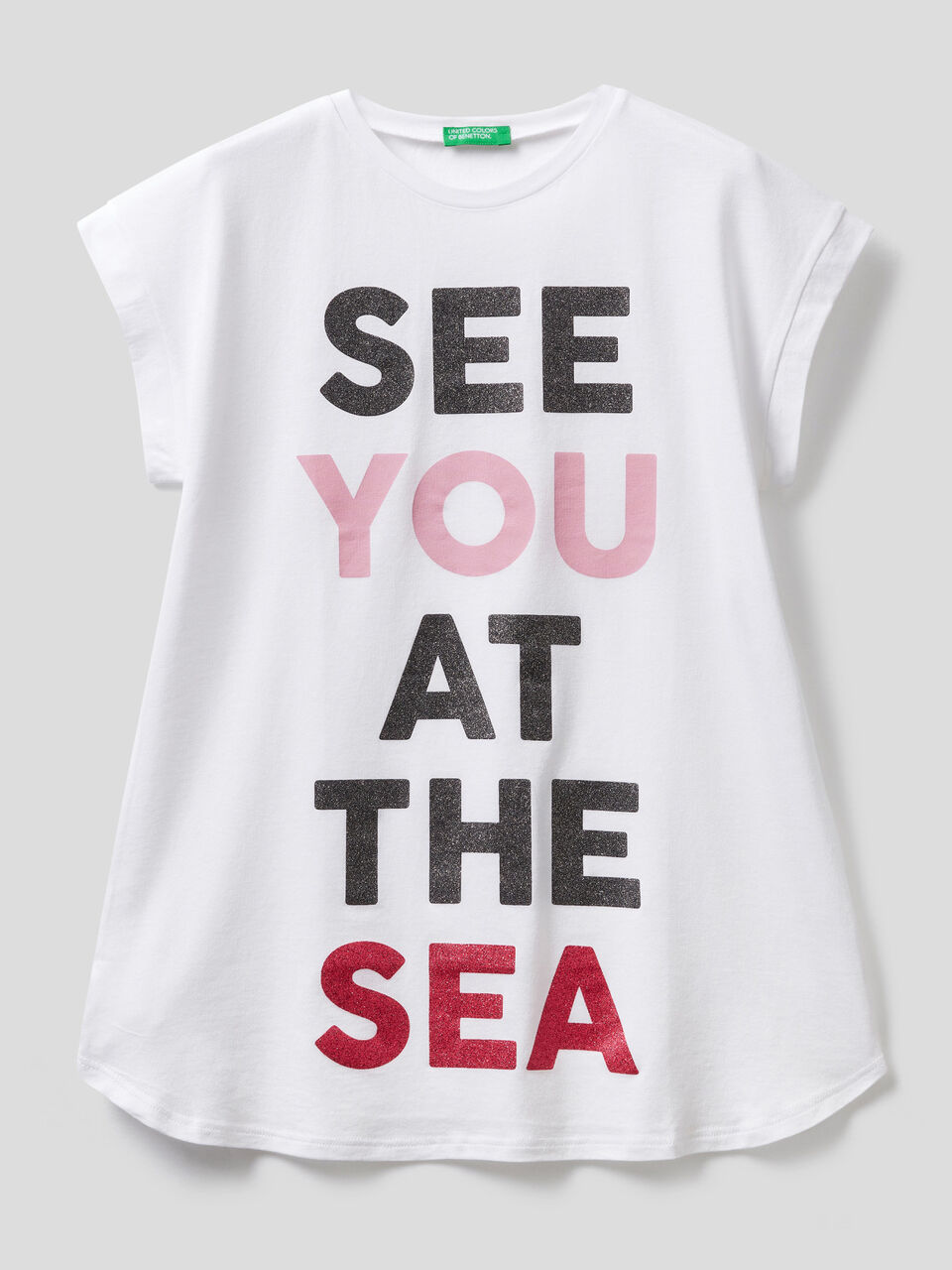 Maxi t-shirt with glitter print image number 1