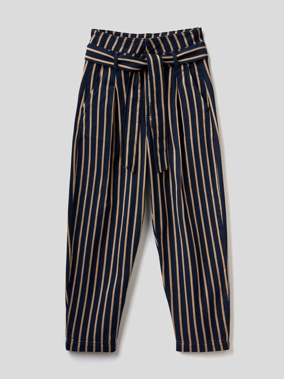 High-waisted 100% cotton trousers image number null