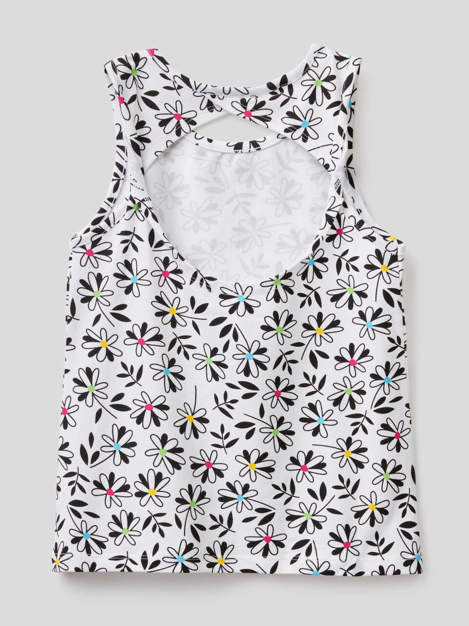 Printed tank top in stretch cotton image number 2