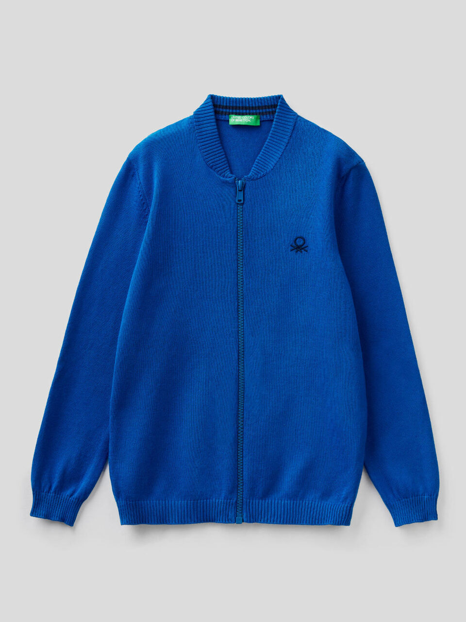 Zip-up cardigan in pure cotton image number 1
