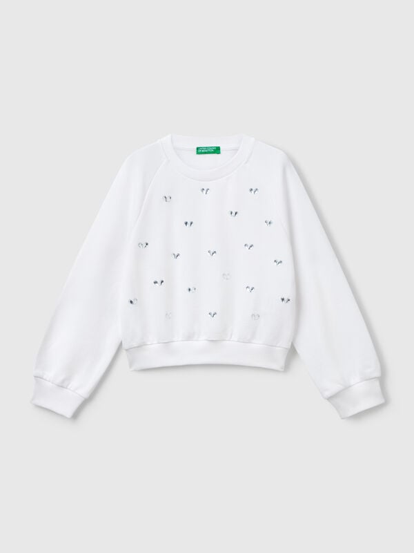 Sweatshirt with heart rhinestones Junior Girl