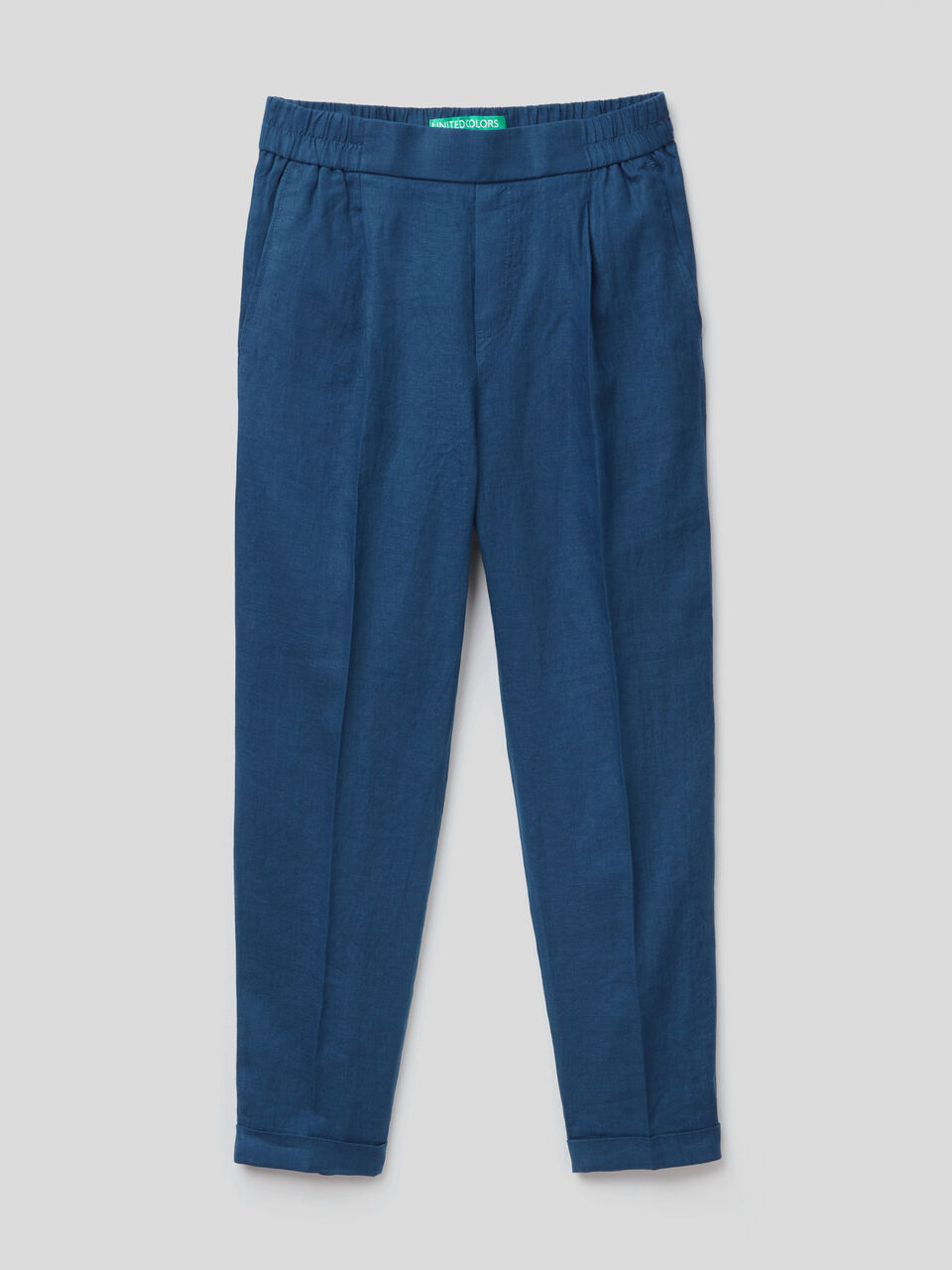 Cropped trousers in 100% linen image number 1