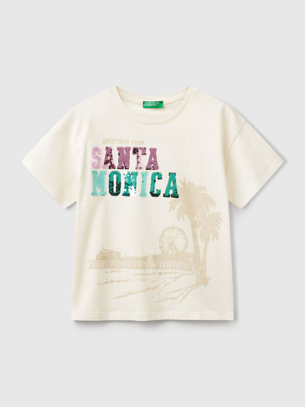 T-shirt with print and sequins Junior Girl