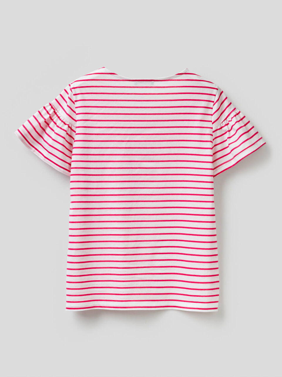 Striped t-shirt with gathered sleeves image number 2