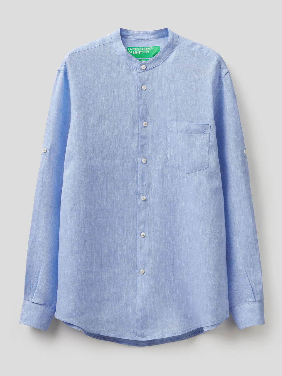Linen short with Mandarin collar image number 1