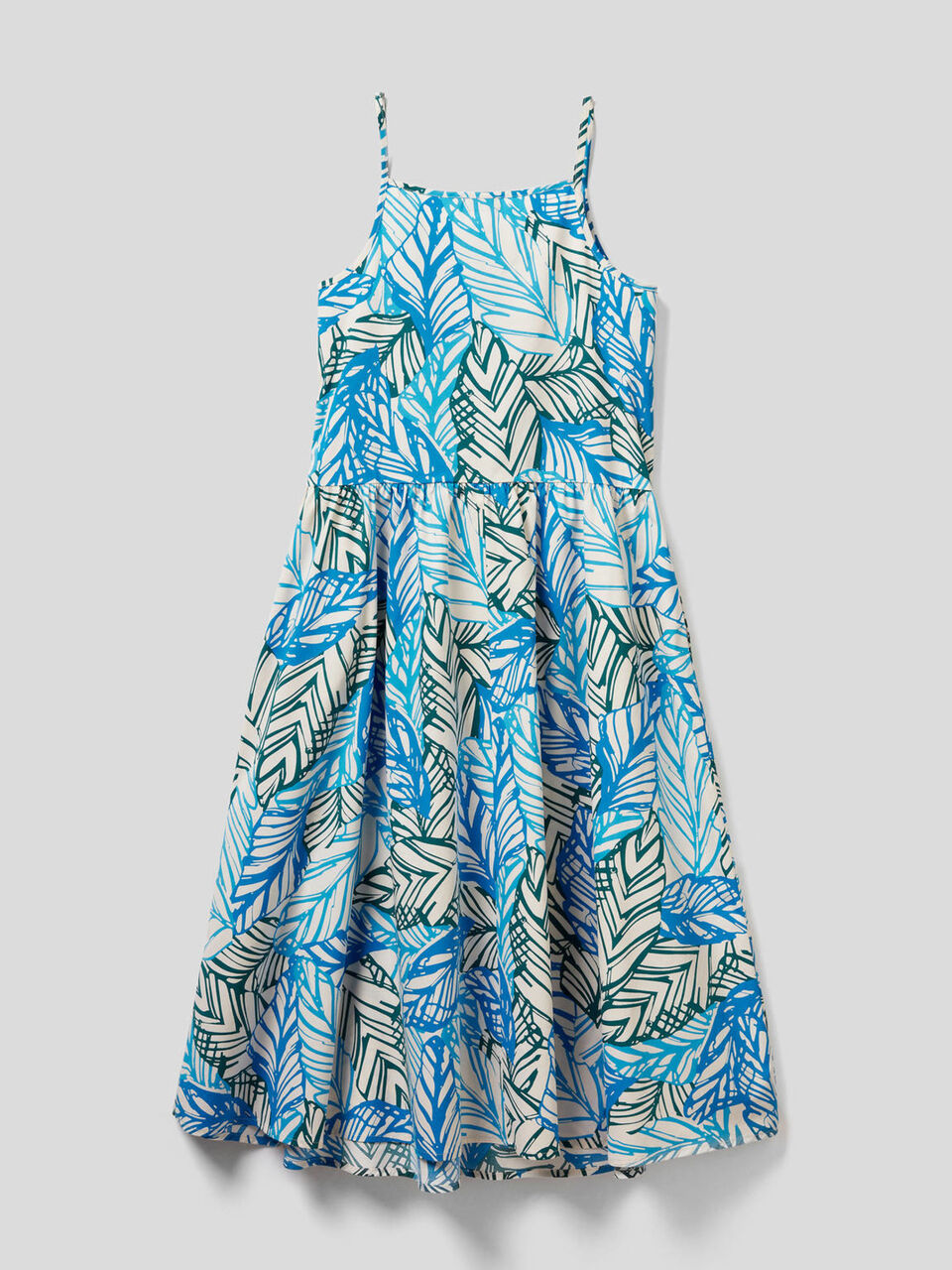 Dress with shoulder strap in printed cotton image number 2