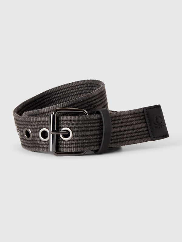 Striped belt with eyelets Men