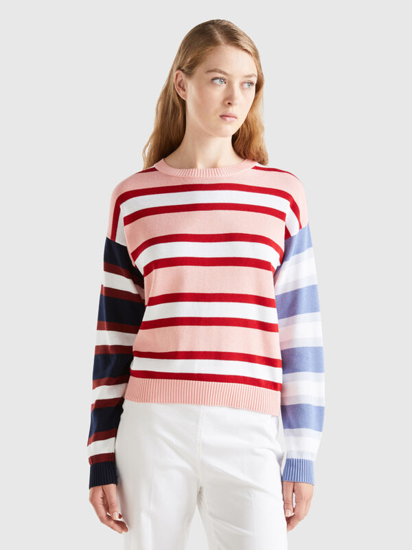 Striped sweater in pure cotton Women