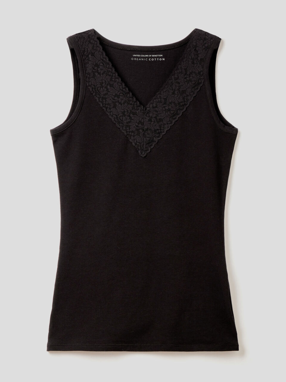 Super stretch tank top with lace image number 1
