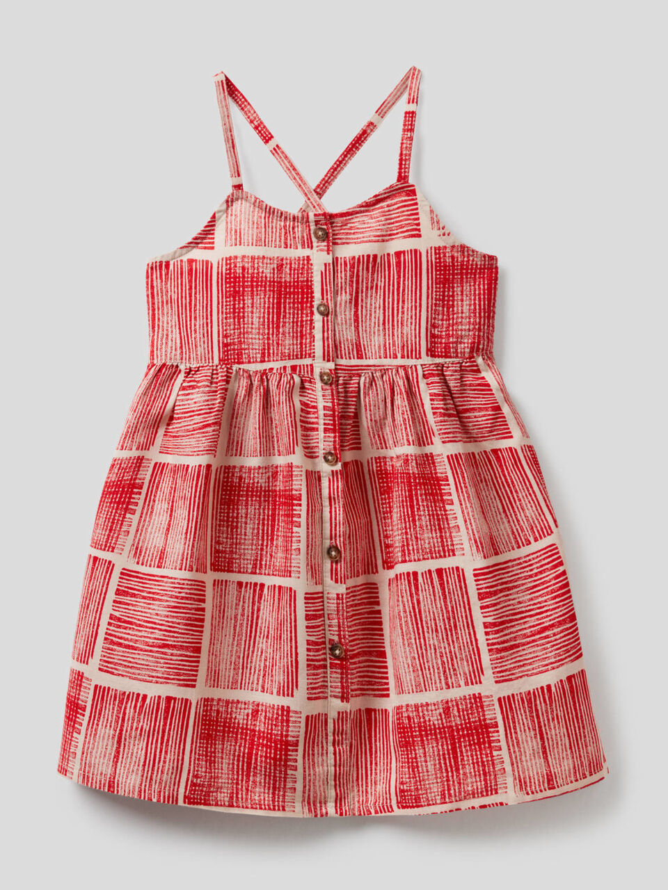 Printed dress in cotton linen blend image number 1