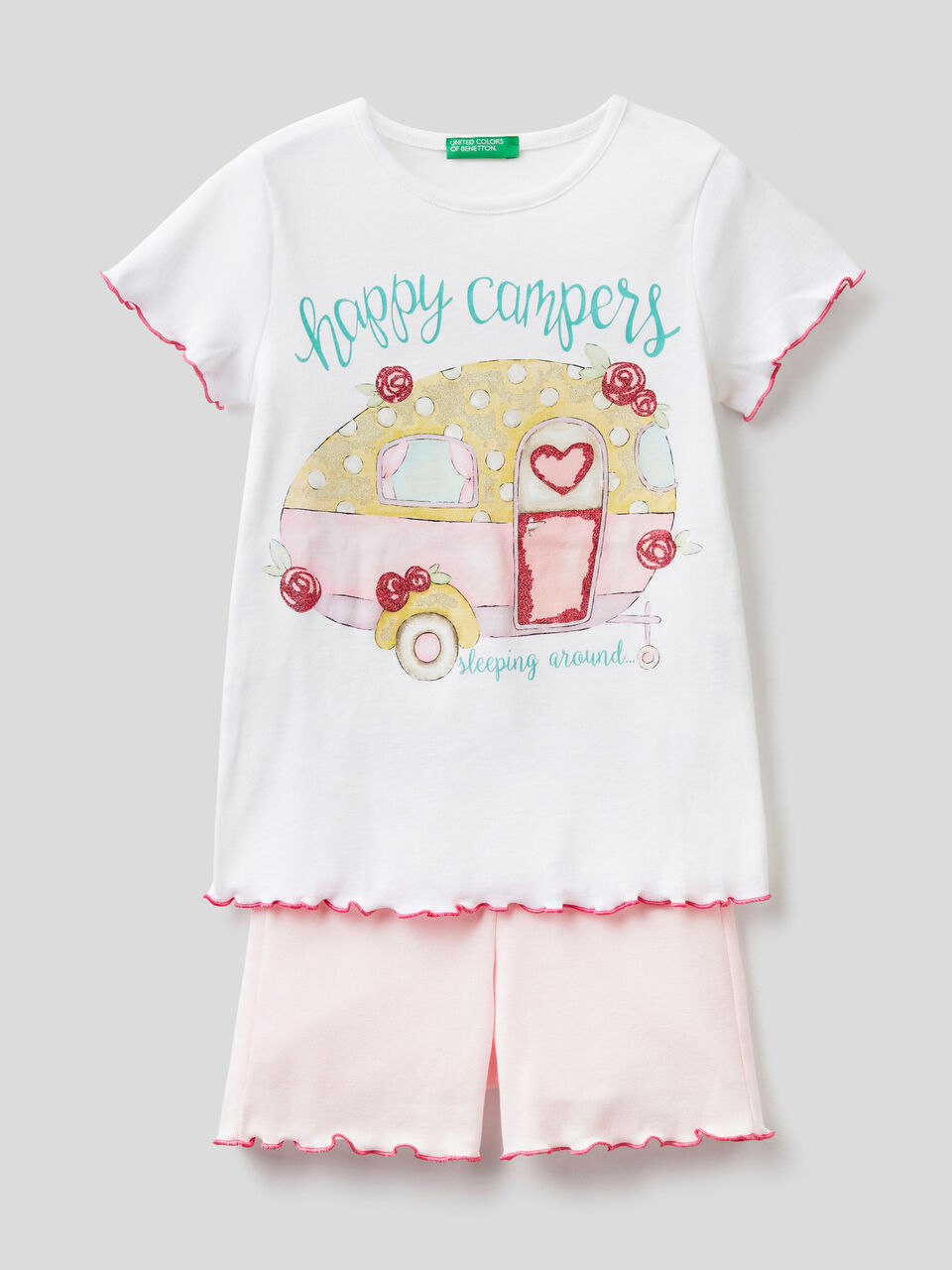 Short pyjamas with glittery print image number 1